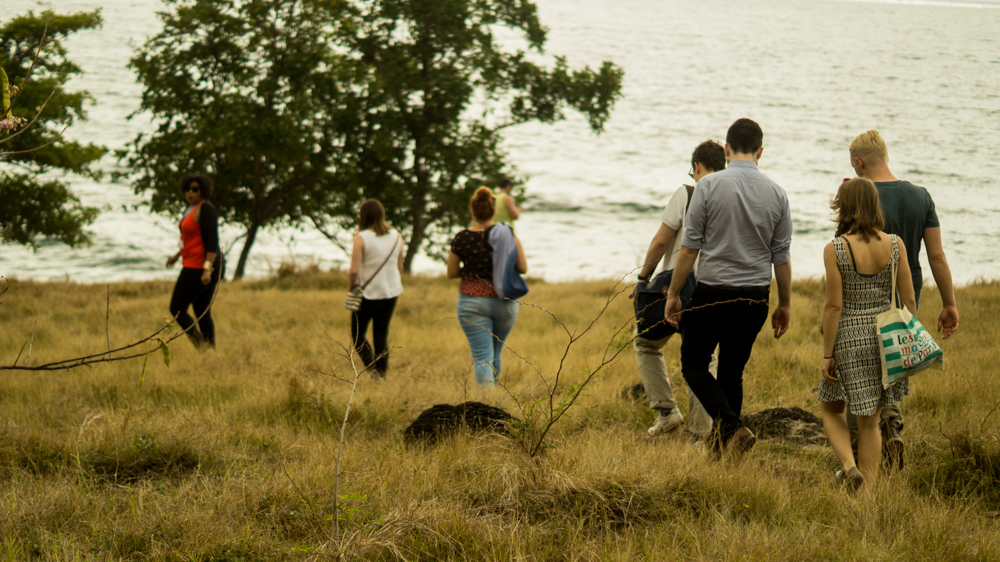 Exchange participants at a memorial in Martinique