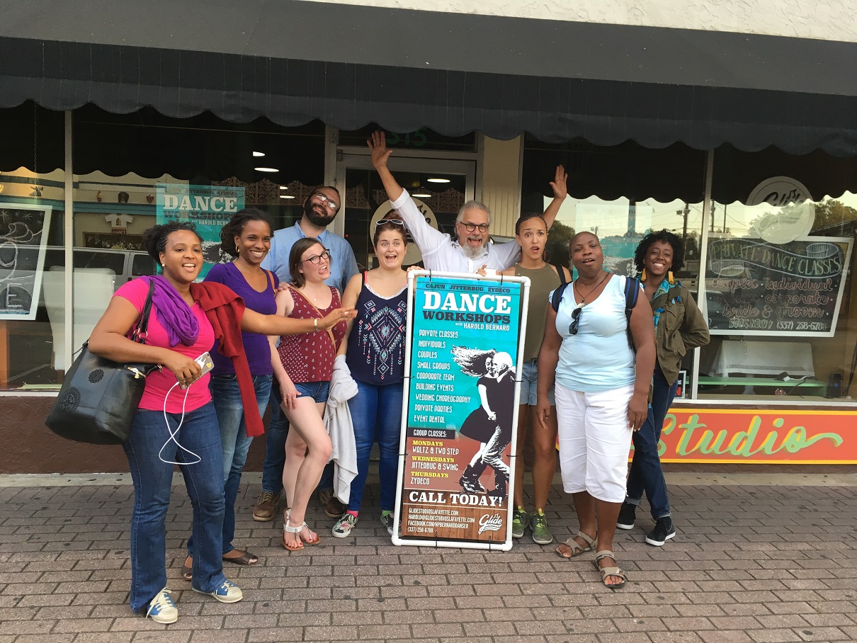 Exchange participants after a cajun dance class