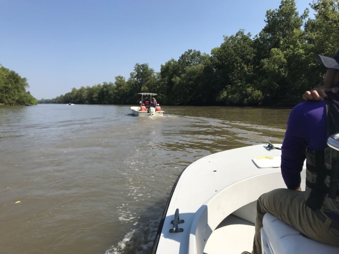 Doing research on a boat