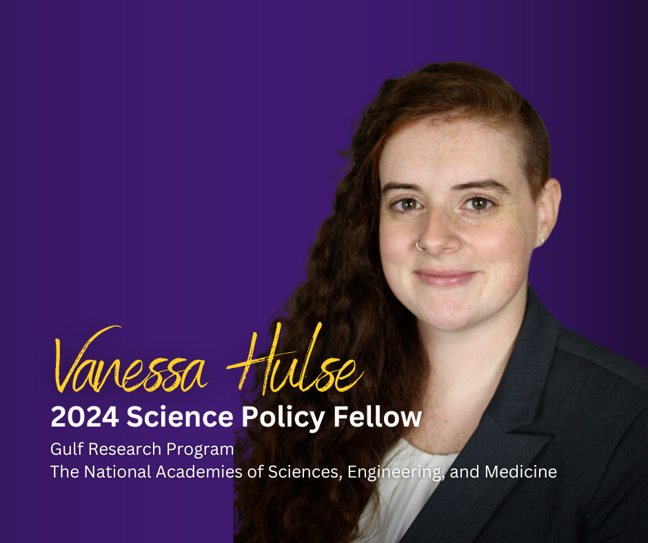 Vanessal Hulse with text stating 2024 Science Policy Fellow